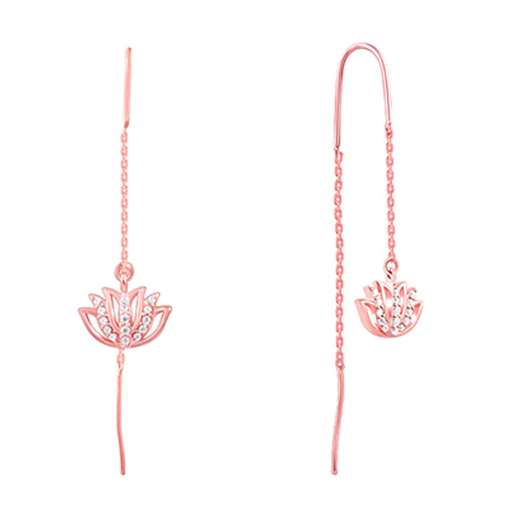 Giva 925 Silver Rose Gold Lotus Sui Dhaga Earrings| Drops To Gift Women & Girls | With Certificate Of Authenticity A : ER02774