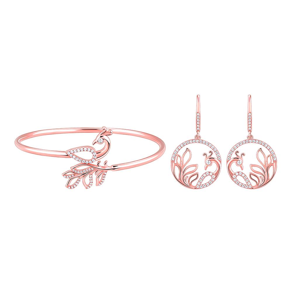 Giva 925 Silver Rose Gold Mridul Mor Set : ER02776BR01061