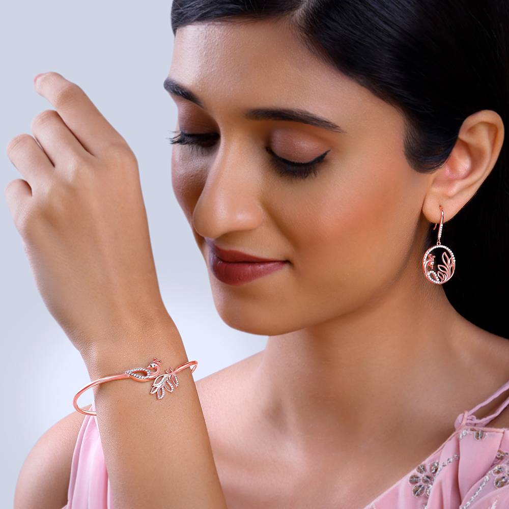 Giva 925 Silver Rose Gold Mridul Mor Set : ER02776BR01061