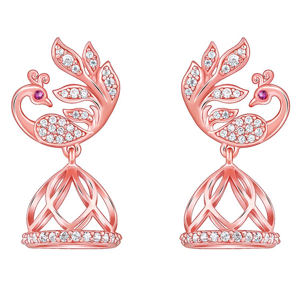 Giva 925 Silver Rose Gold Shahi Mor Jhumki : ER02789
