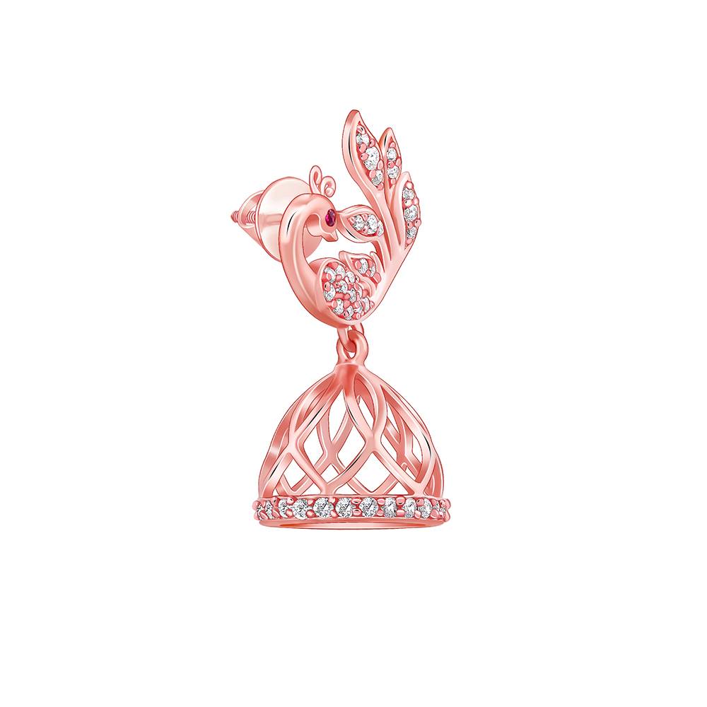 Giva 925 Silver Rose Gold Shahi Mor Jhumki : ER02789