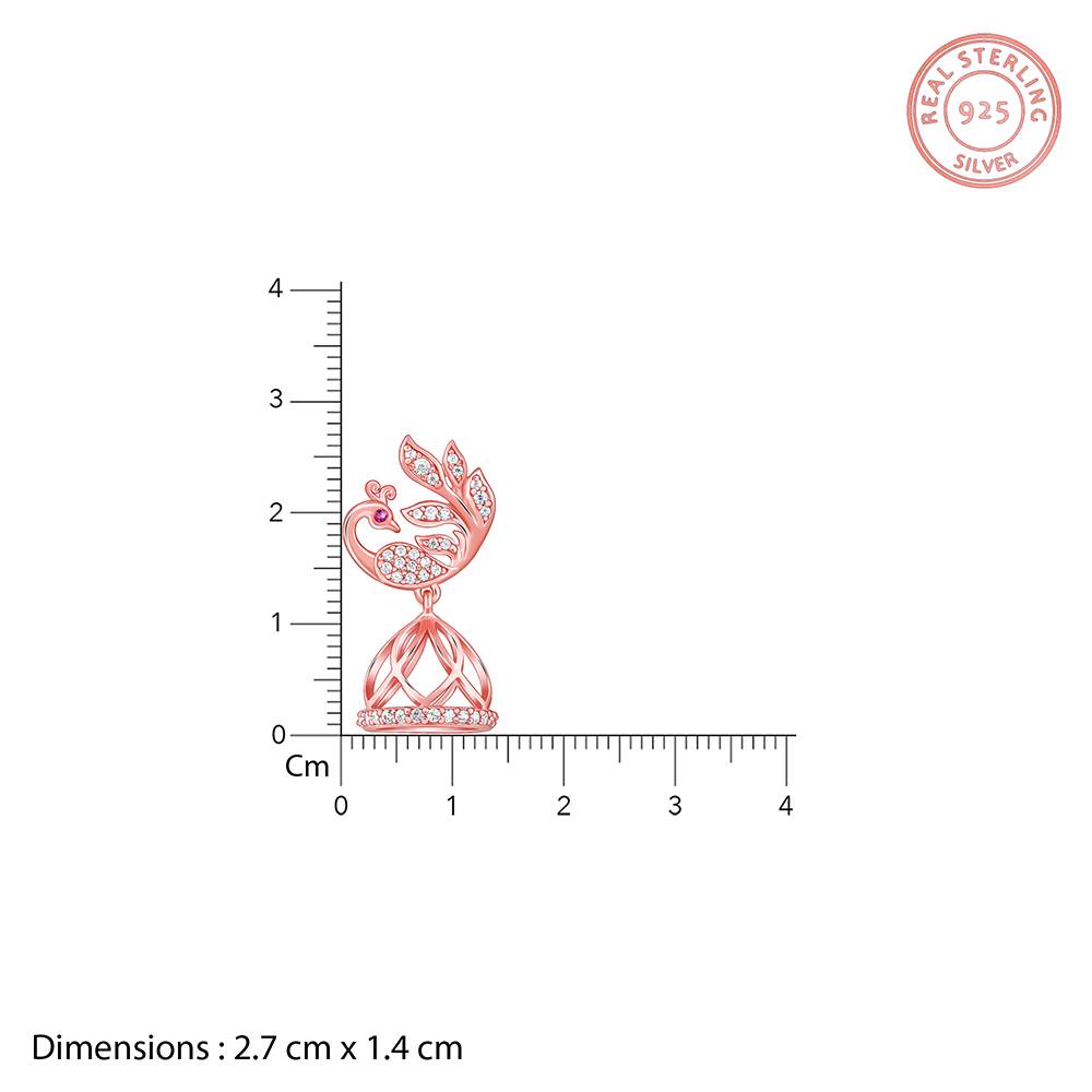 Giva 925 Silver Rose Gold Shahi Mor Jhumki : ER02789