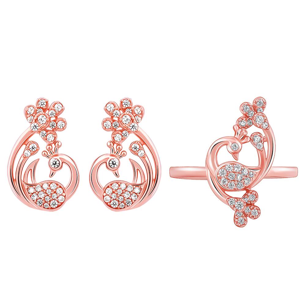 Giva 925 Silver Rose Gold Leela Set : ER02790R01809