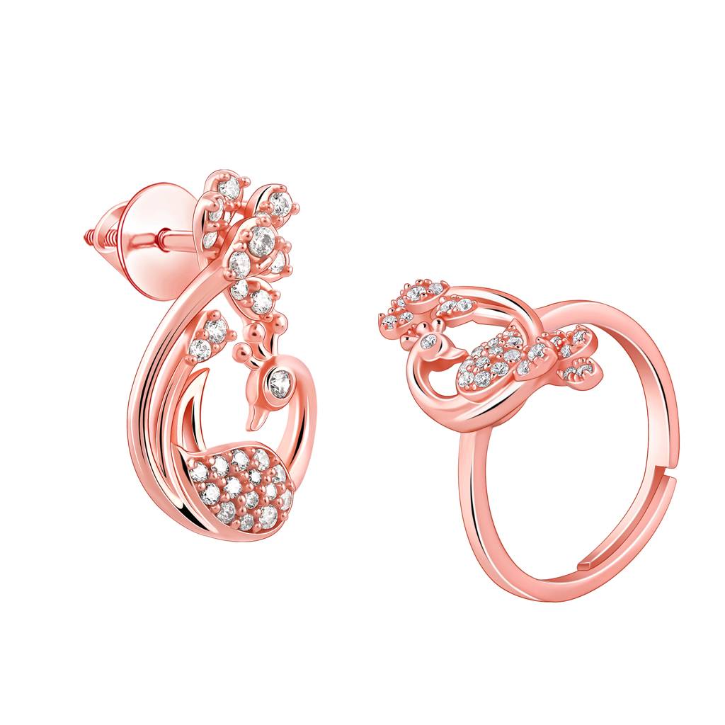 Giva 925 Silver Rose Gold Leela Set : ER02790R01809