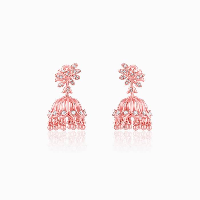 Giva 925 Silver Rose Gold Sundar Mor Jhumki| Drops To Gift Women & Girls | With Certificat : ER02791