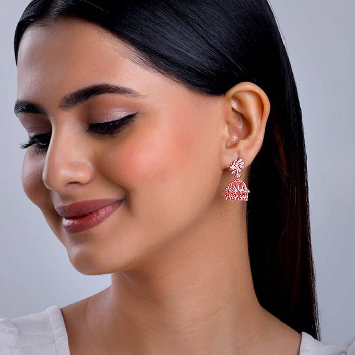 Giva 925 Silver Rose Gold Sundar Mor Jhumki| Drops To Gift Women & Girls | With Certificat : ER02791