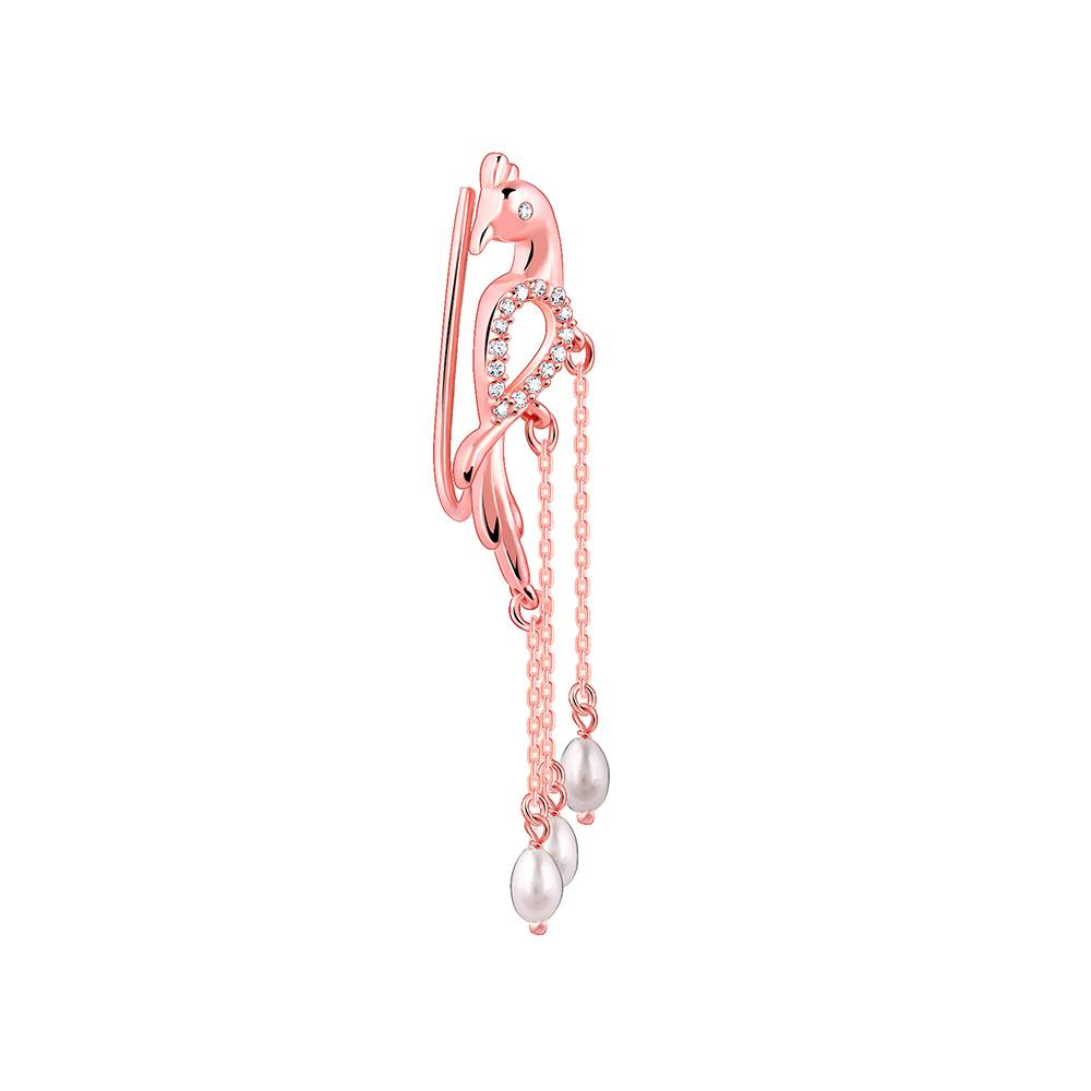 Giva 925 Silver Rose Gold Beautiful Mor Climber Earrings| Drops To Gift Women & Girls | With Certificate Of Authenti : ER02795