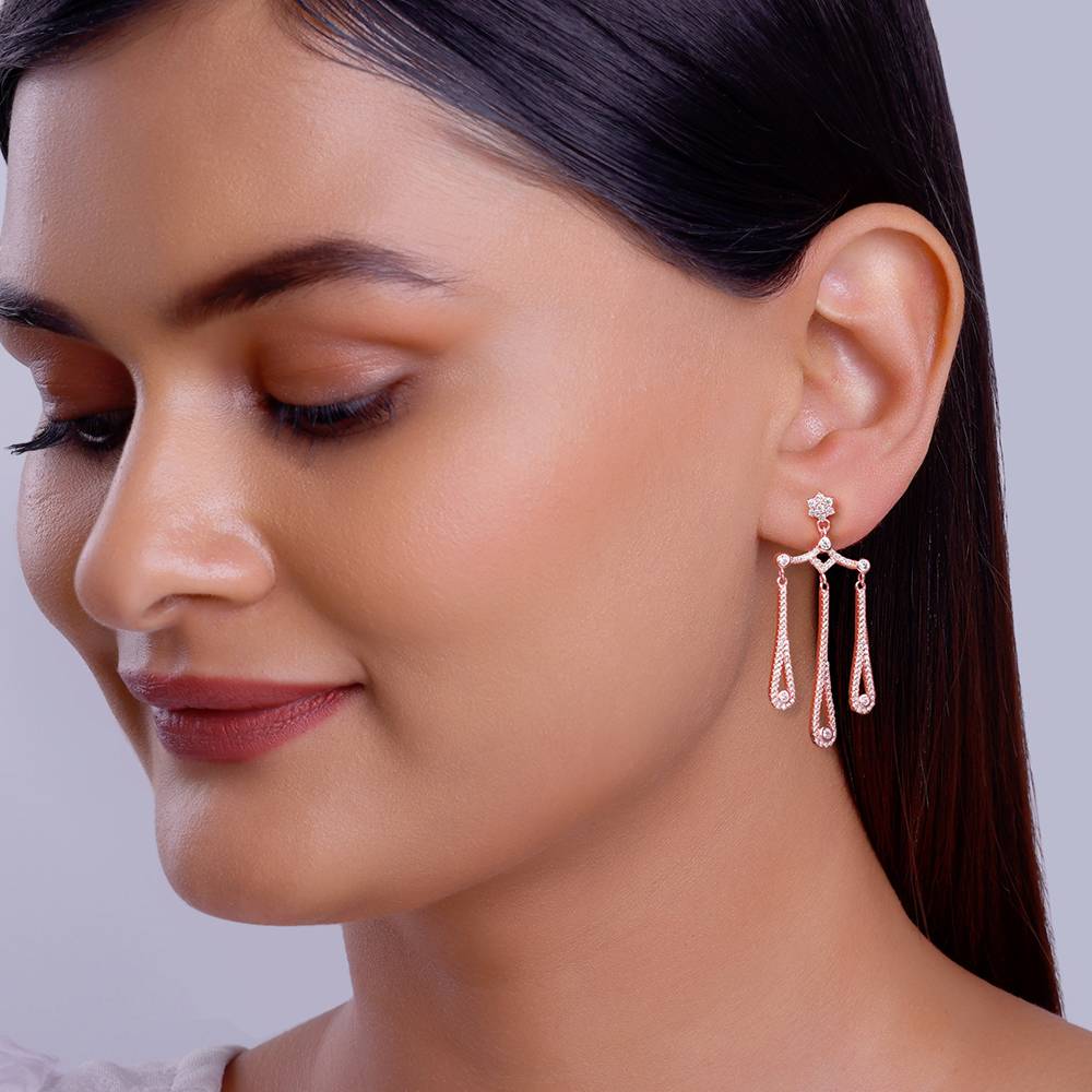 Giva 925 Silver Rose Gold Gleaming Spark Earrings : ER02803