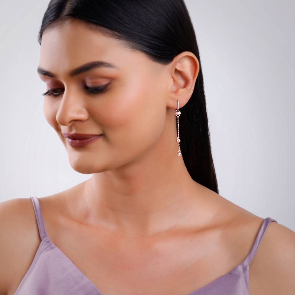 Rose Gold Glam Drop Earrings : ER02808