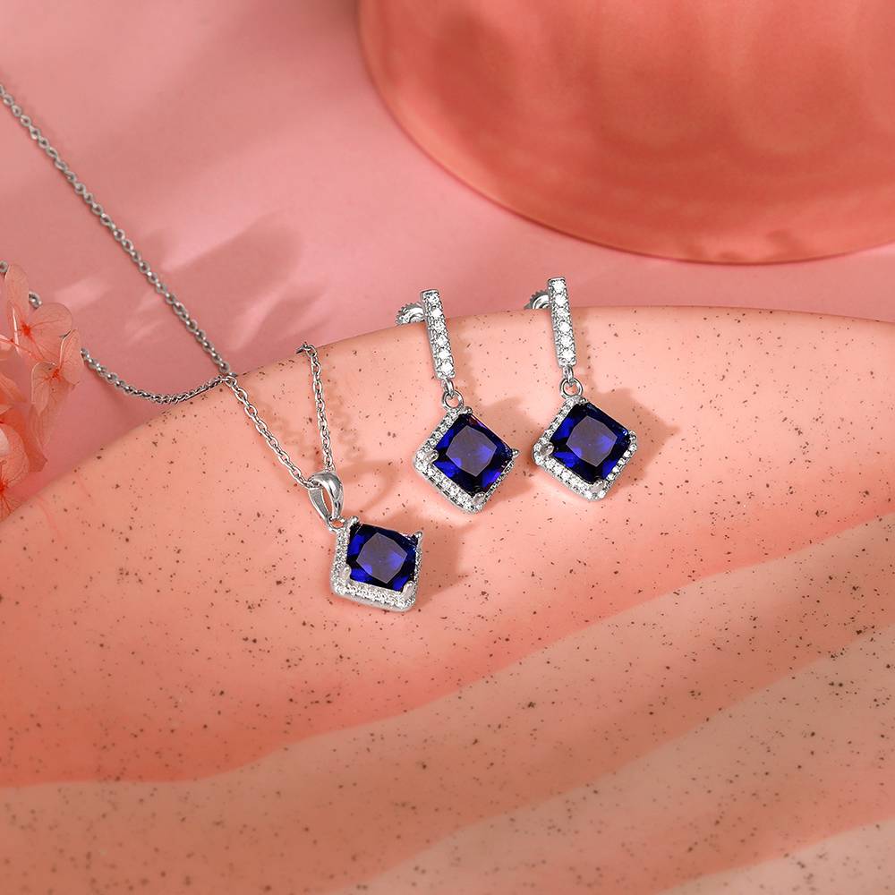 925 Silver Adorable Blue Set : ER02810PD02648