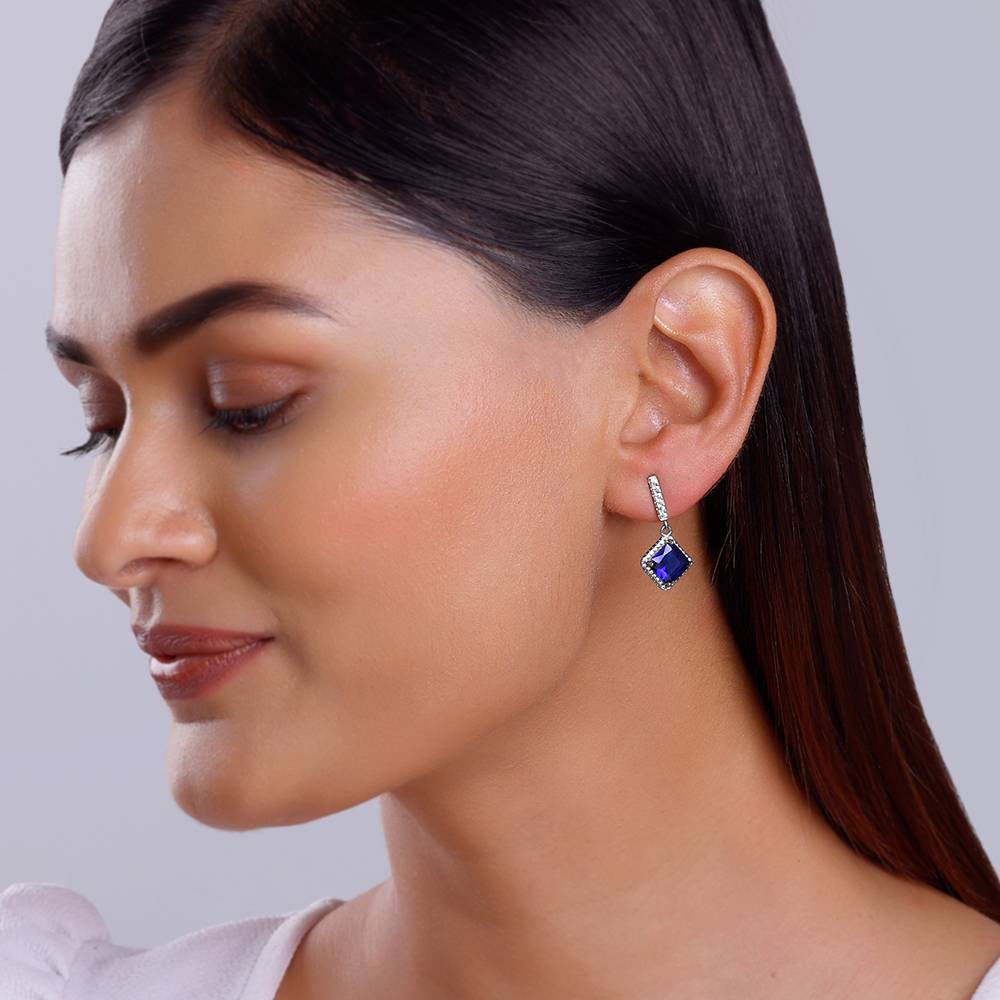 925 Silver Adorable Blue Earrings| Drops To Gift Women & Girls : ER02810