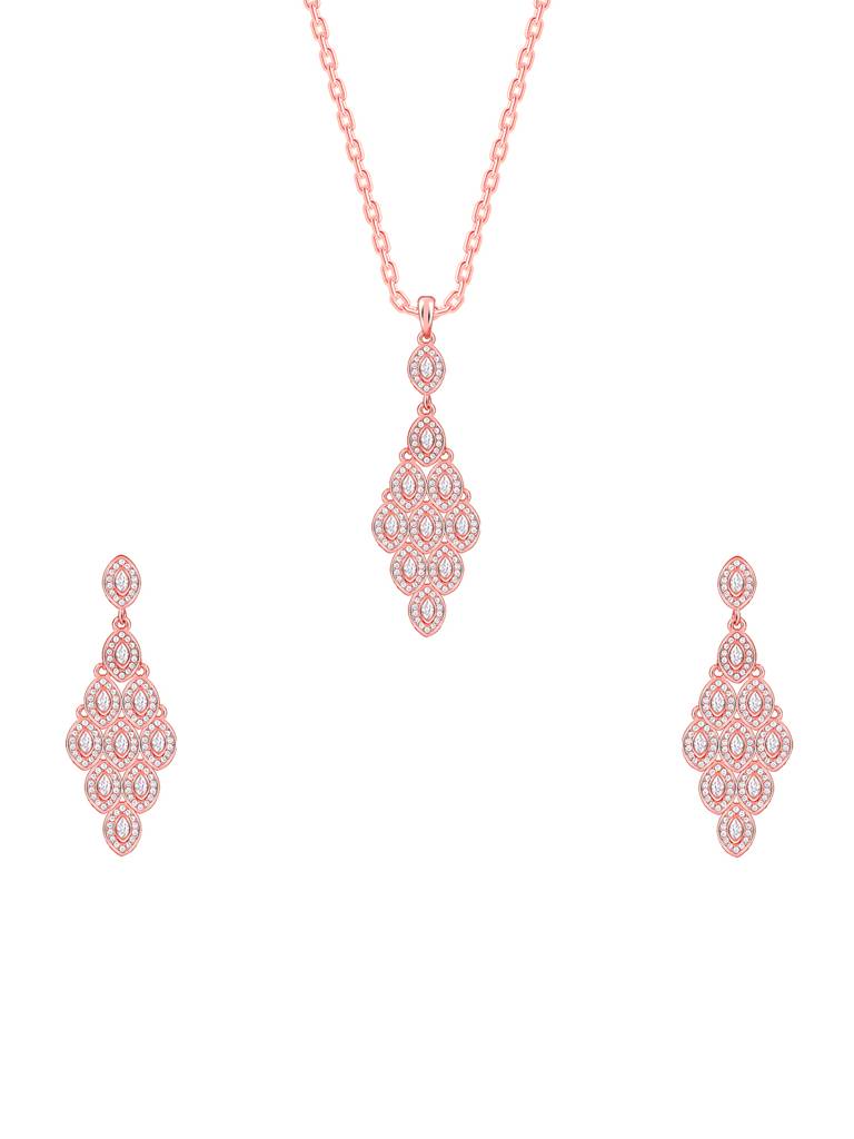 Giva 925 Silver Rose Gold Peafowl Feather Set : ER02821PD02523
