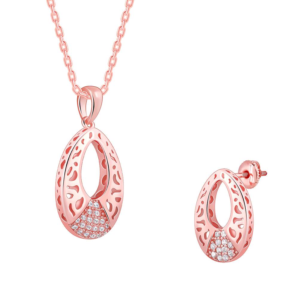 Giva 925 Silver Rose Gold Wonderful Drop Set| Gifts For Women And Girls | With Certificate Of Authenticity An : ER02823PD02525