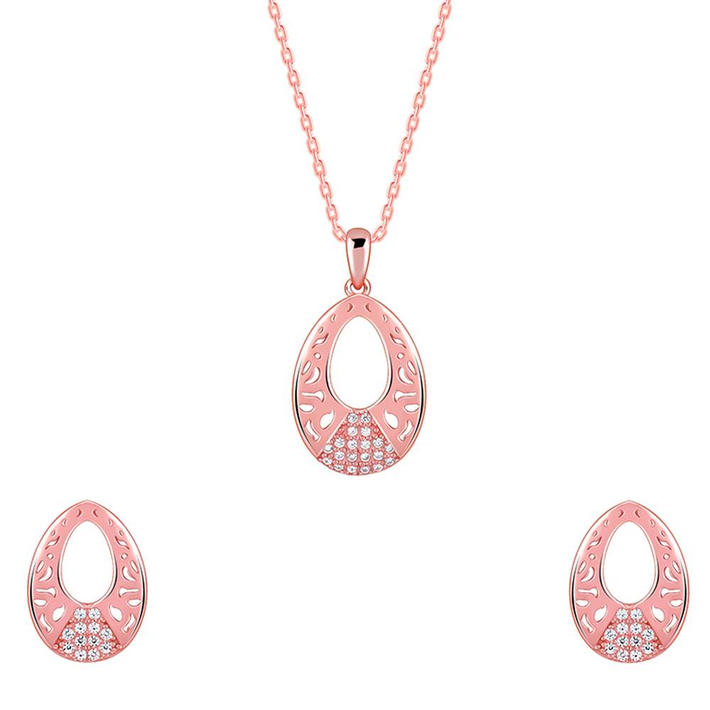 Giva 925 Silver Rose Gold Wonderful Drop Set| Gifts For Women And Girls | With Certificate Of Authenticity An : ER02823PD02525