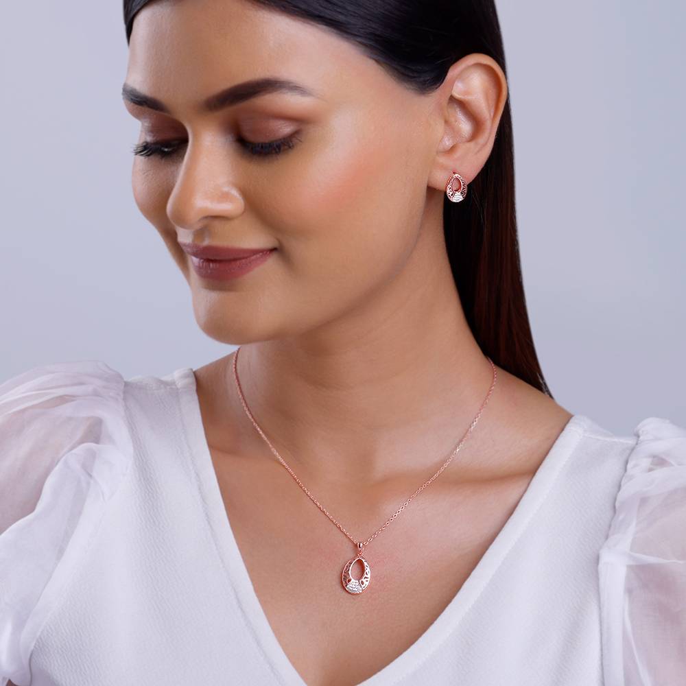 Giva 925 Silver Rose Gold Wonderful Drop Set| Gifts For Women And Girls | With Certificate Of Authenticity An : ER02823PD02525