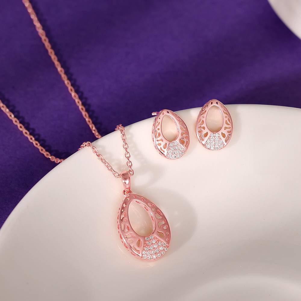 Giva 925 Silver Rose Gold Wonderful Drop Set| Gifts For Women And Girls | With Certificate Of Authenticity An : ER02823PD02525