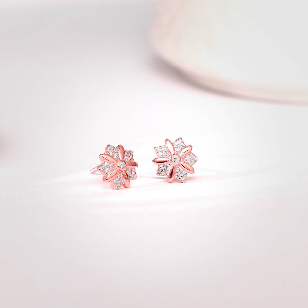 Giva 925 Silver Rose Gold Cutest Flower Earrings| Drops To Gift Women & Girls | With Certificate Of Authenticity And : ER02825