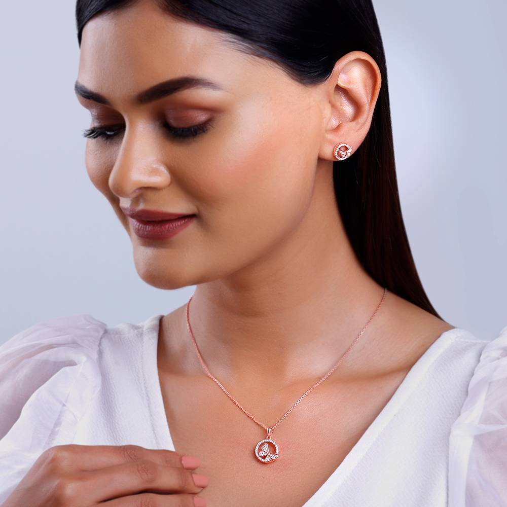 Giva 925 Silver Rose Gold Cheerful Butterfly Set| Gifts For Women And Girls | With Certificate Of Authenticit : ER02827PD02529