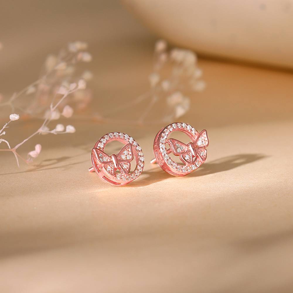 Giva 925 Silver Rose Gold Cheerful Butterfly Earrings| Drops To Gift Women & Girls | With Certificate Of Authenticit : ER02827