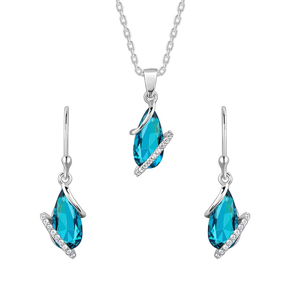 925 Silver Blue Night Set : ER02835PD02541