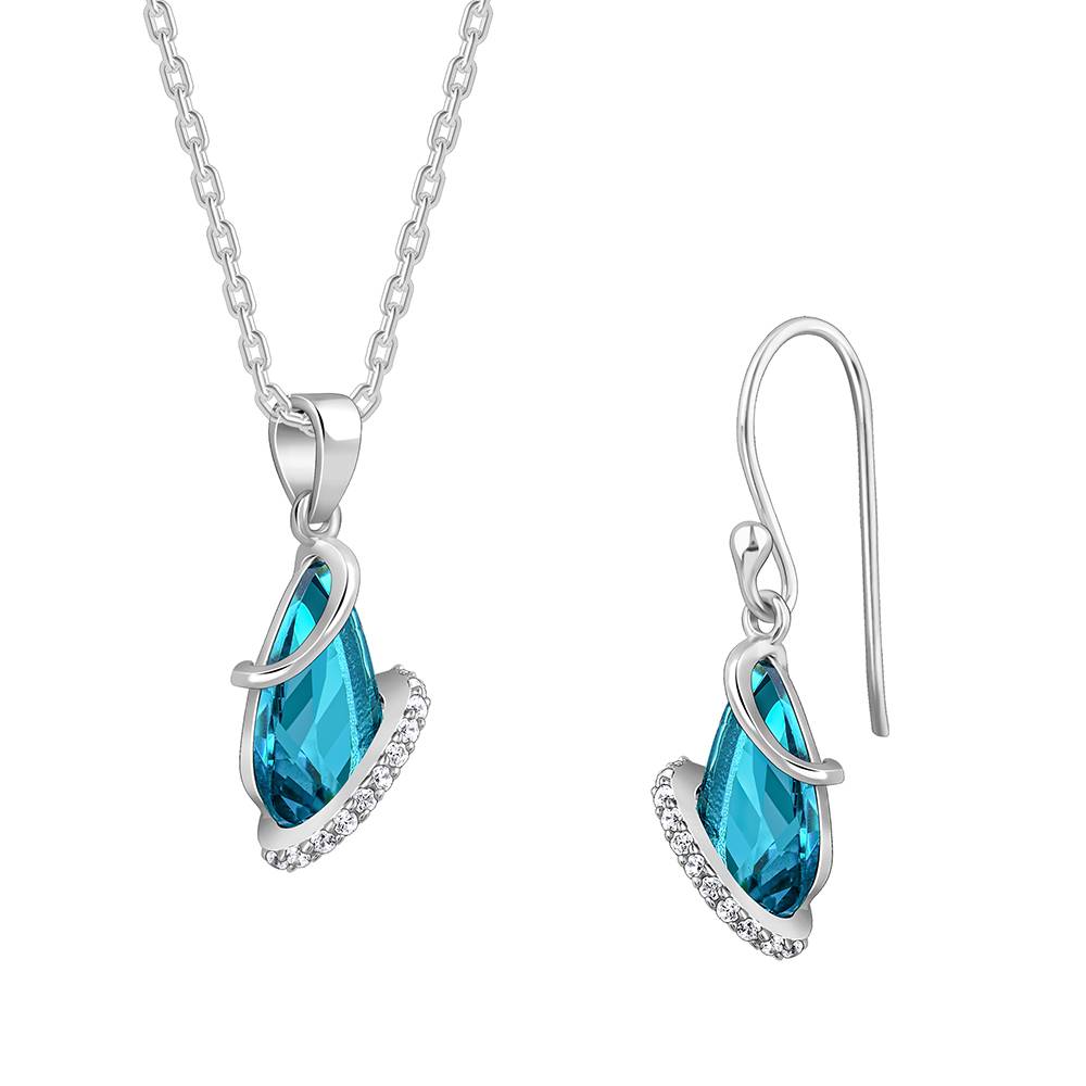 925 Silver Blue Night Set : ER02835PD02541