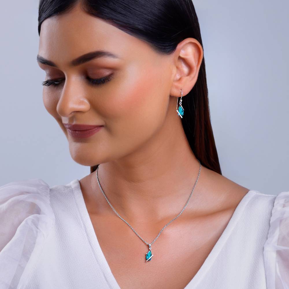 925 Silver Blue Night Set : ER02835PD02541