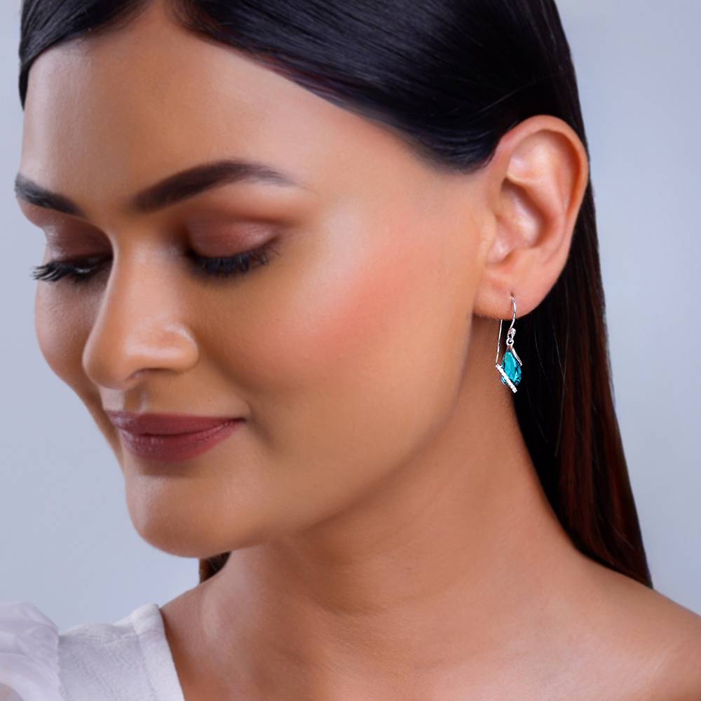 925 Silver Blue Night Earrings| Drops To Gift Women & Girls : ER02835