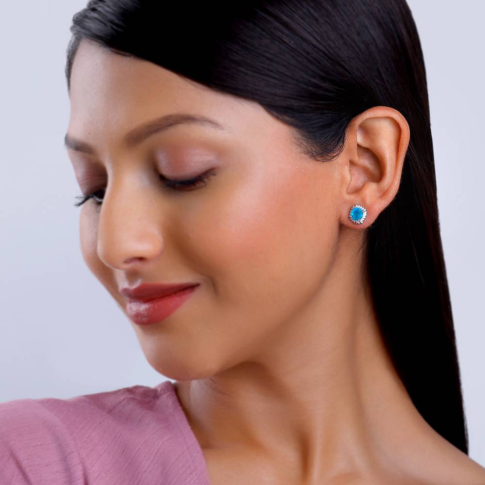 Giva 925 Silver Oceanic Blue Earrings| Studs To Gift Women & Girls : ER02842