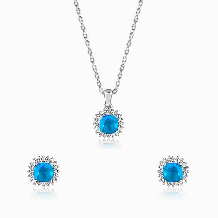 Giva 925 Silver Oceanic Blue Set| Gifts For Women And Girls | With Certificate Of Authenti : ER02842PD02558