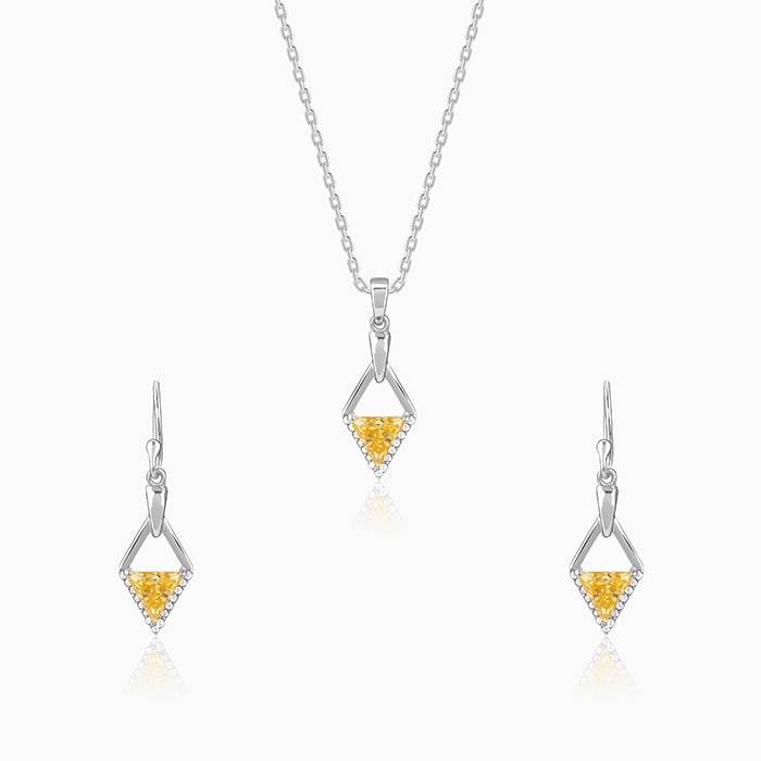 Giva 925 Silver Yellow Prism Set| Gifts For Women And Girls | With Certificate Of Authenti : ER02843PD02557