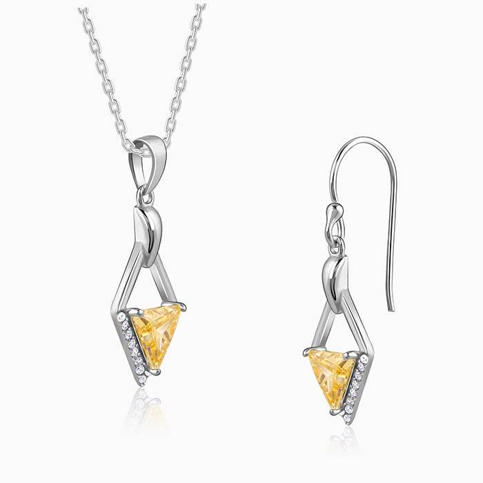 Giva 925 Silver Yellow Prism Set| Gifts For Women And Girls | With Certificate Of Authenti : ER02843PD02557