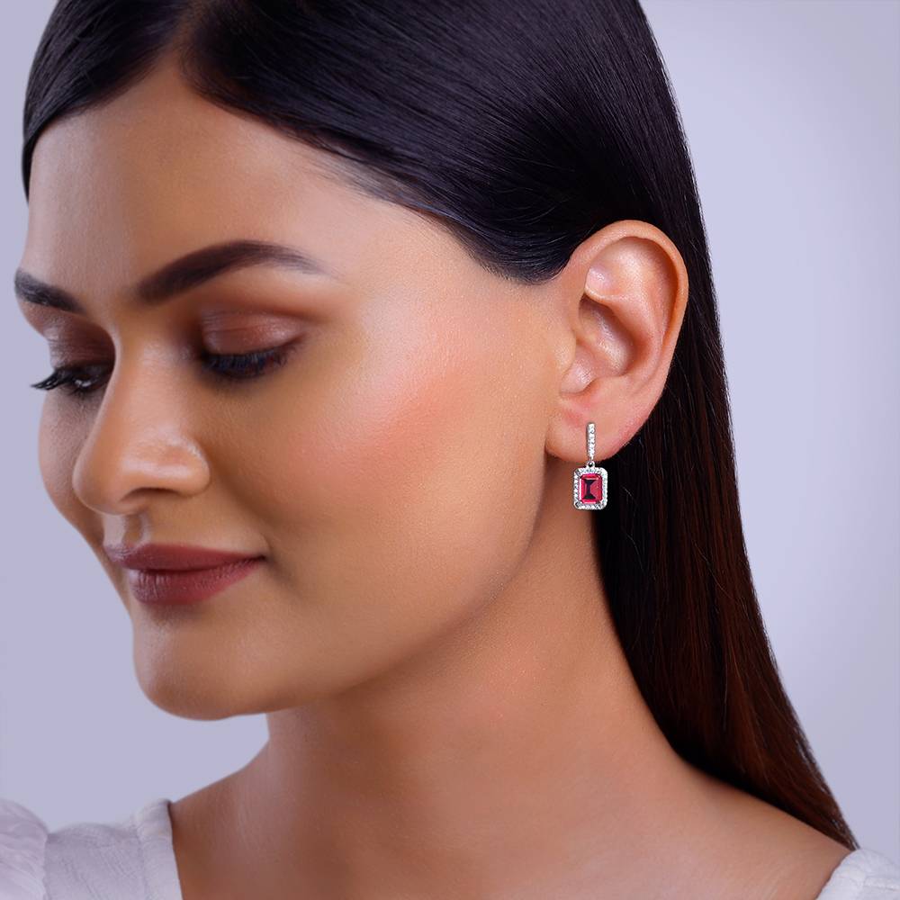 925 Silver Dreamy Red Earrings| Drops To Gift Women & Girls : ER02845