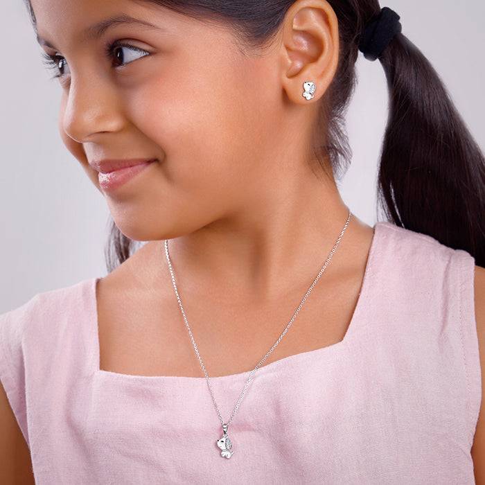 Giva 925 Silver Cute Puppy Kid'S Set| Gifts For Women And Girls | With Certificate Of Authenticity And 925 St : ER02846PD02562