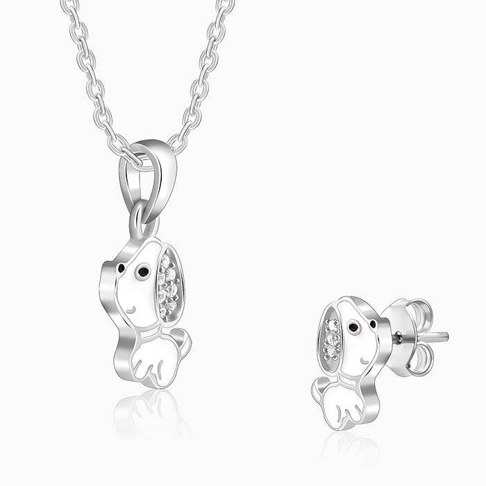 Giva 925 Silver Cute Puppy Kid'S Set| Gifts For Women And Girls | With Certificate Of Authenticity And 925 St : ER02846PD02562