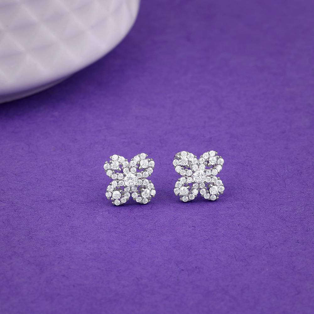 925 Silver Trendy Clover Earrings : ER02860