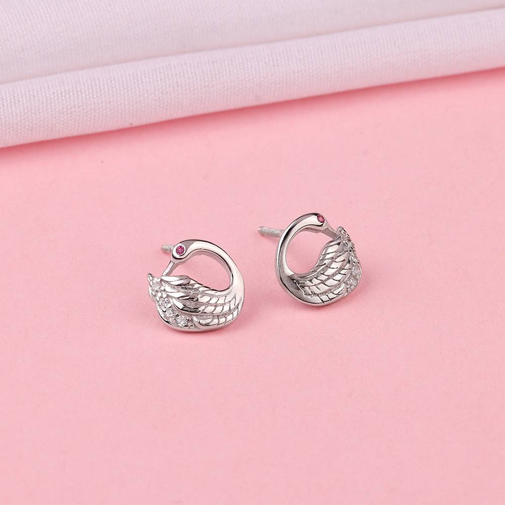 925 Silver Classy Swan Earrings : ER02861