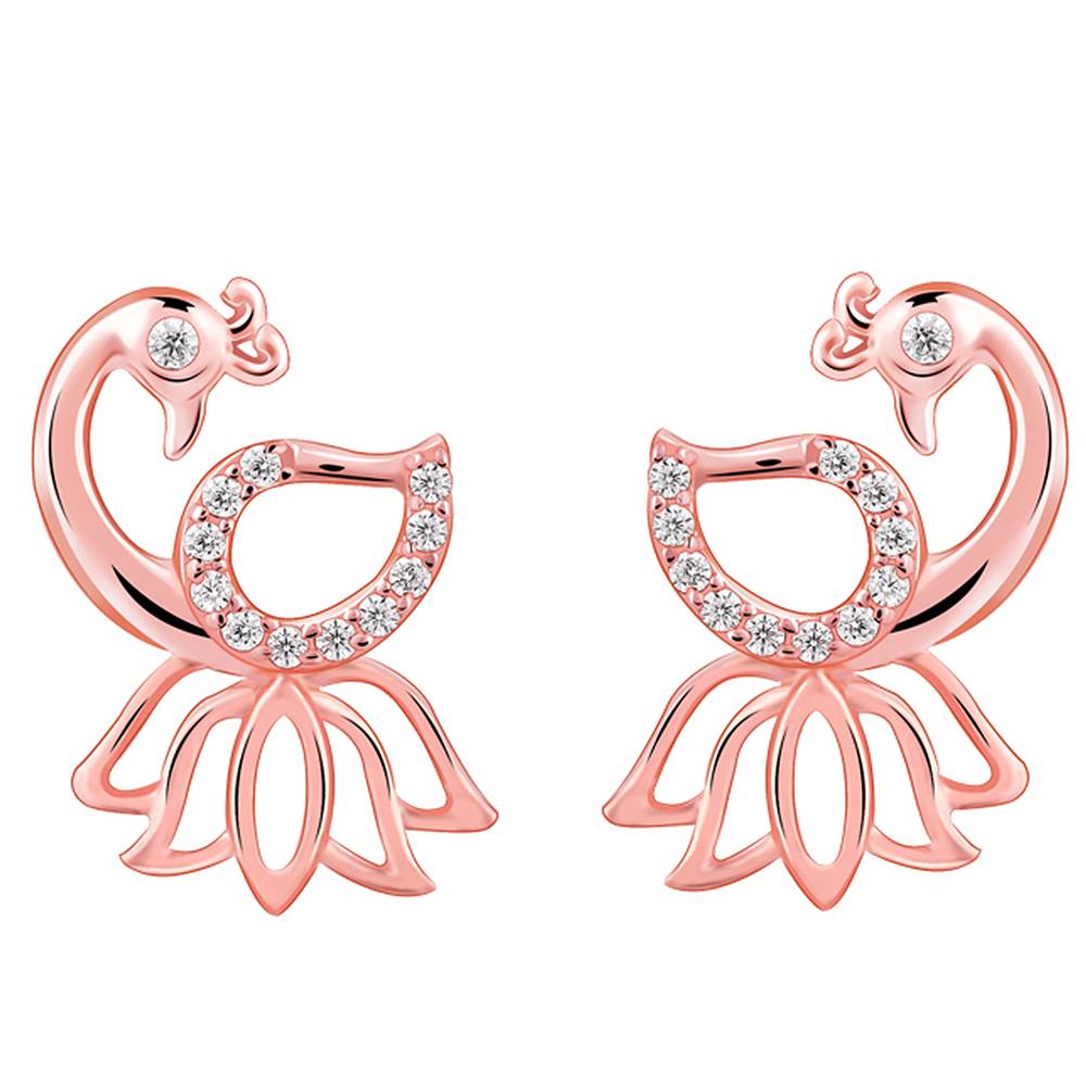 Giva 925 Silver Rose Gold Elegant Peacock Earrings| Drops To Gift Women & Girls | With Certificate Of Authenticity A : ER02864