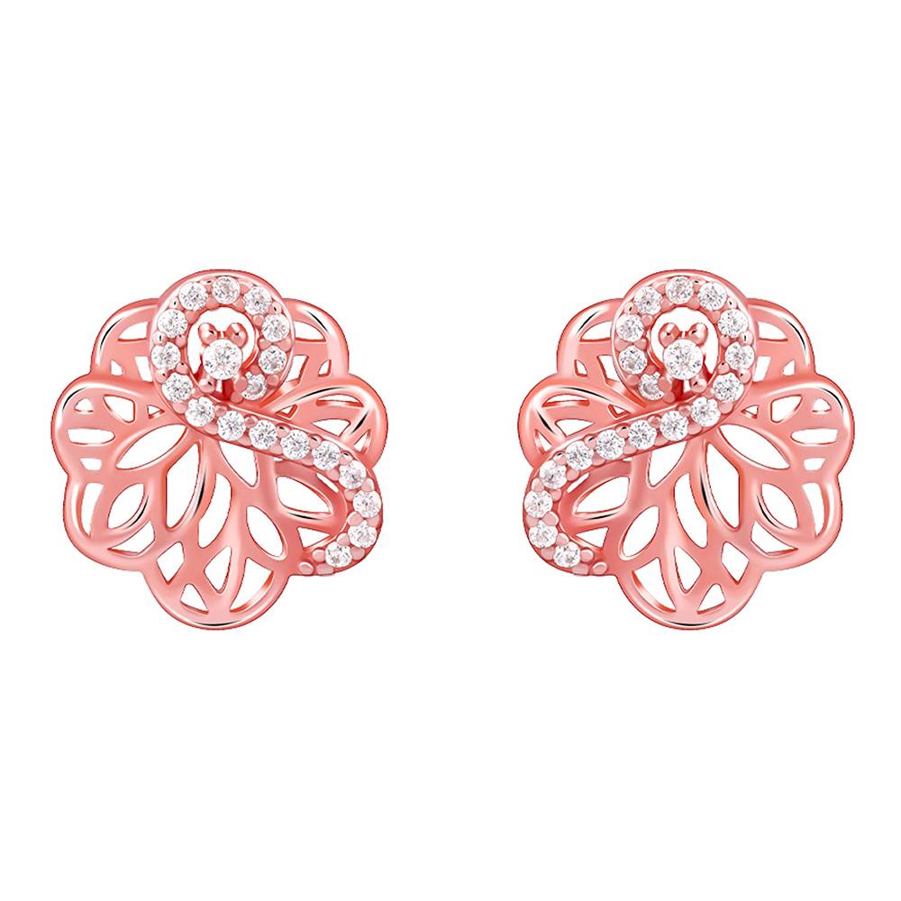 Rose Gold Floral Filigree Earrings : ER02867