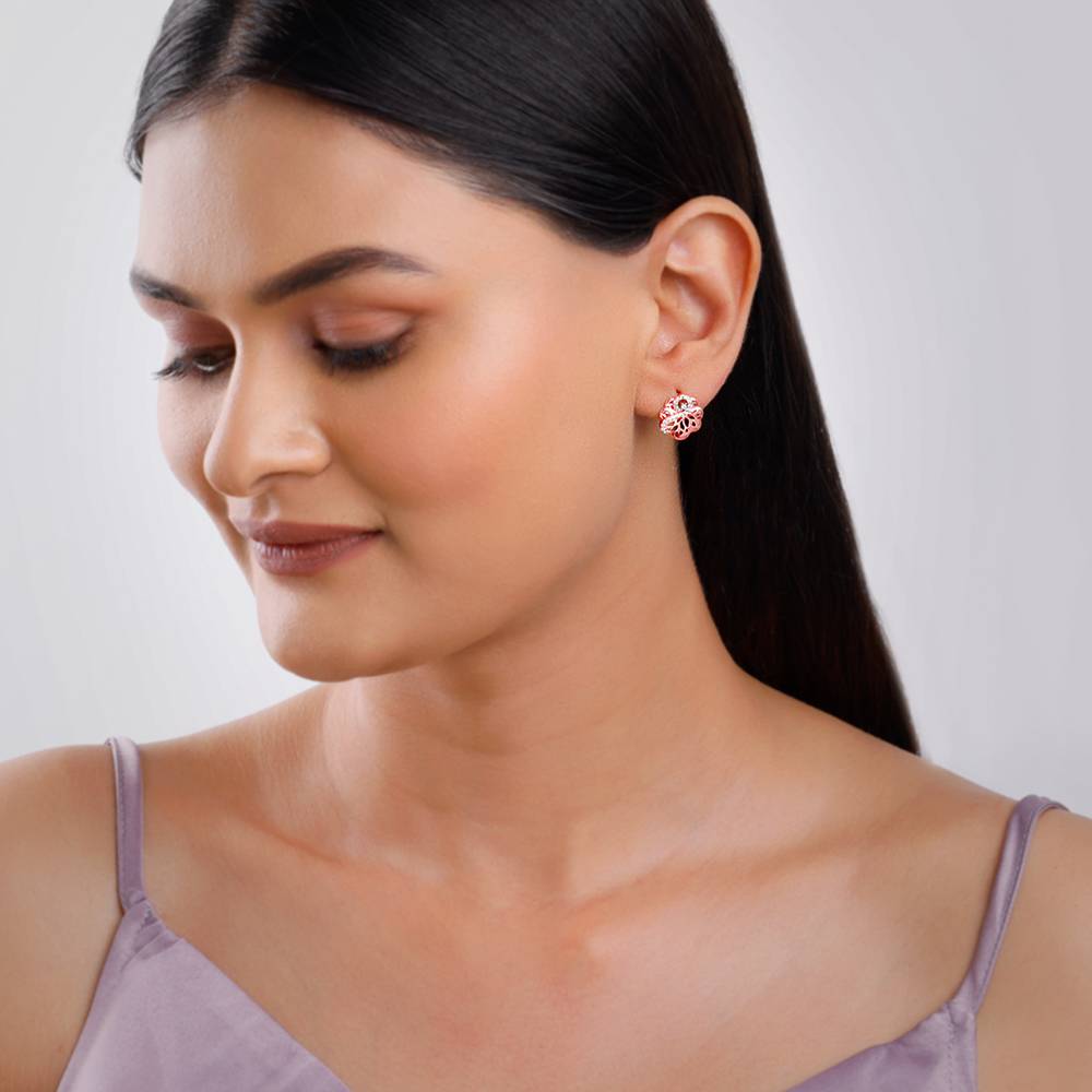 Rose Gold Floral Filigree Earrings : ER02867
