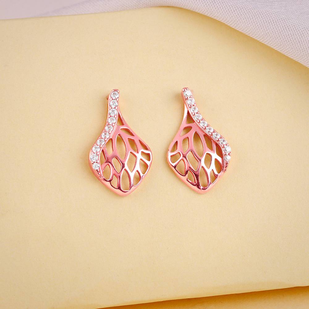 Rose Gold Elegant Filigree Earrings : ER02868