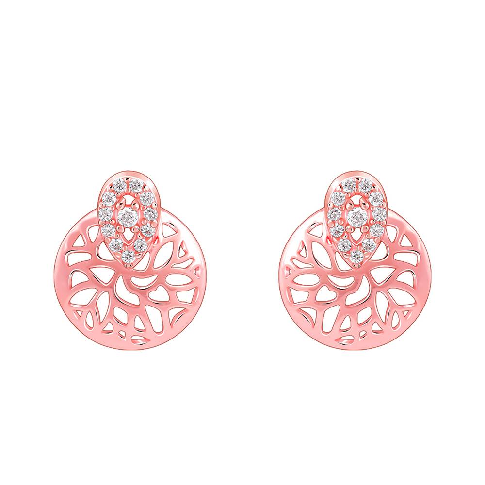 Rose Gold Circular Drop Filigree Earrings : ER02869