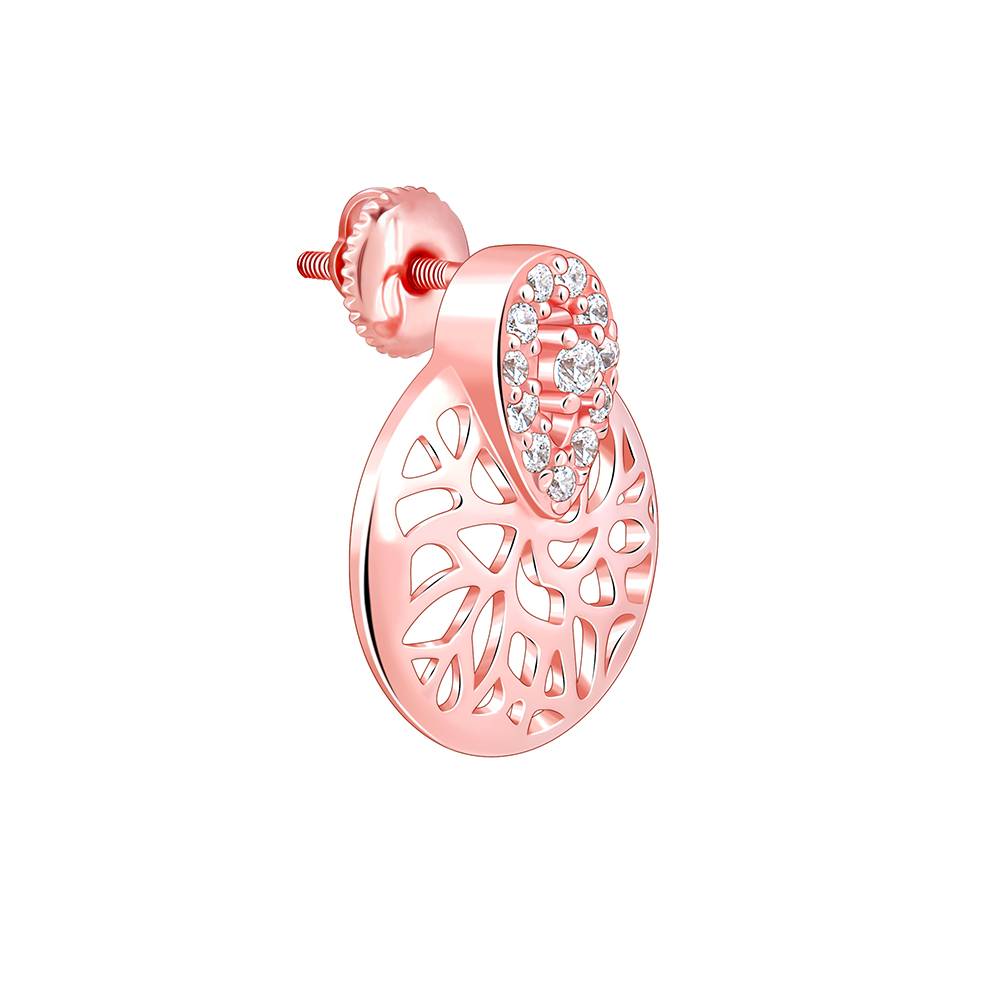 Rose Gold Circular Drop Filigree Earrings : ER02869