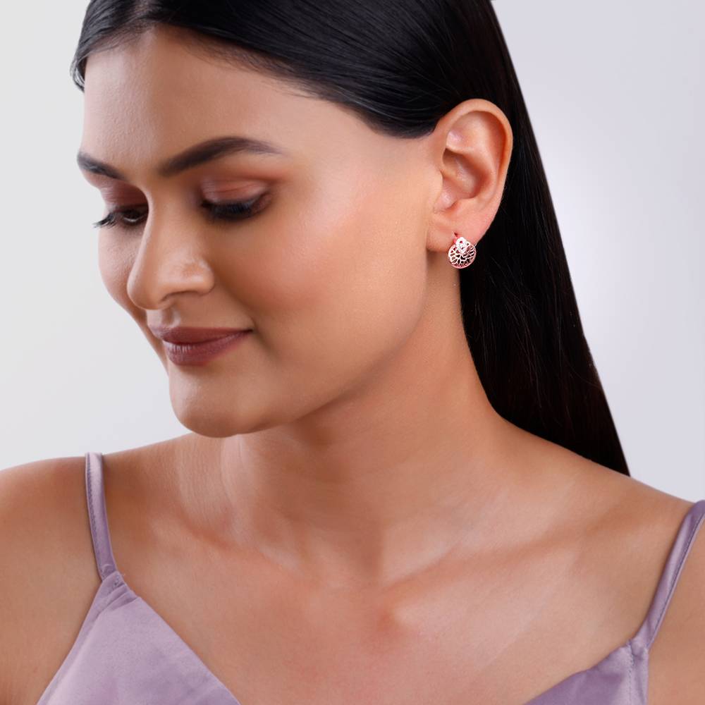 Rose Gold Circular Drop Filigree Earrings : ER02869