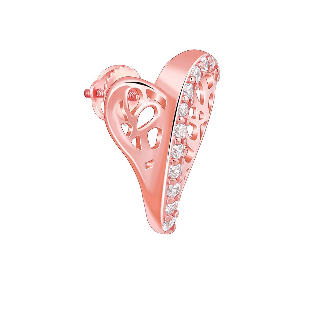 Rose Gold Heart Filigree Earrings : ER02870