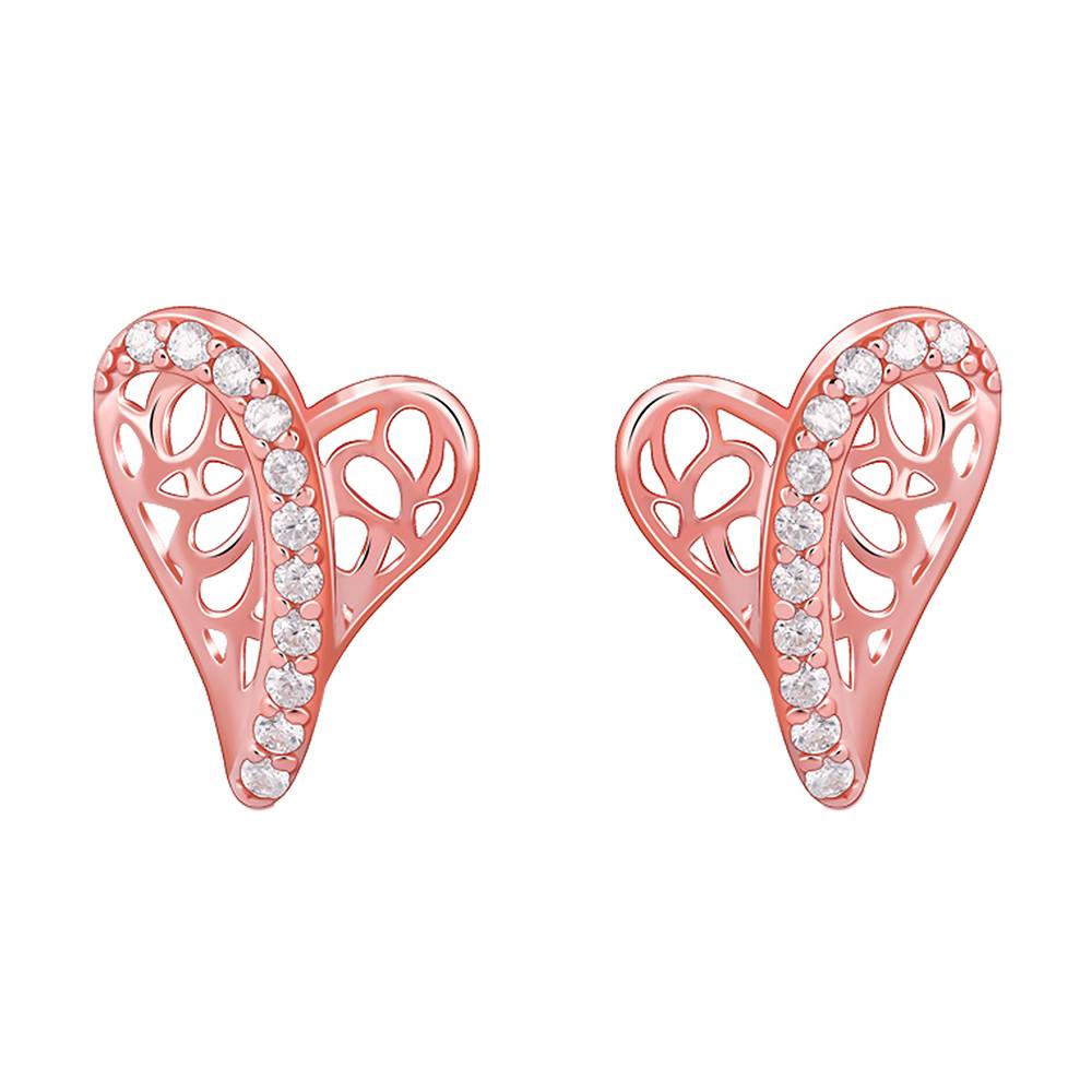 Rose Gold Heart Filigree Earrings : ER02870