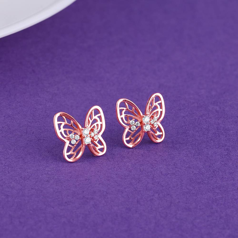 Rose Gold Butterfly Filigree Earrings : ER02873