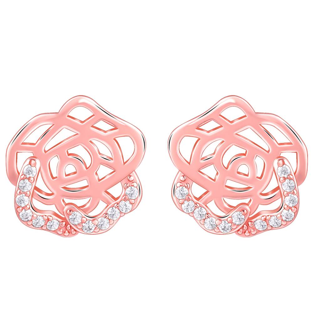 Rose Gold Rosette Filigree Earrings : ER02874