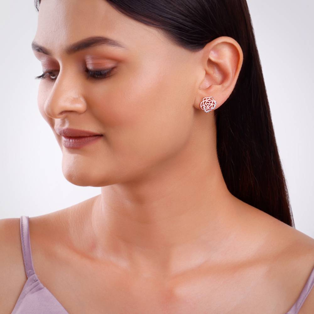 Rose Gold Rosette Filigree Earrings : ER02874