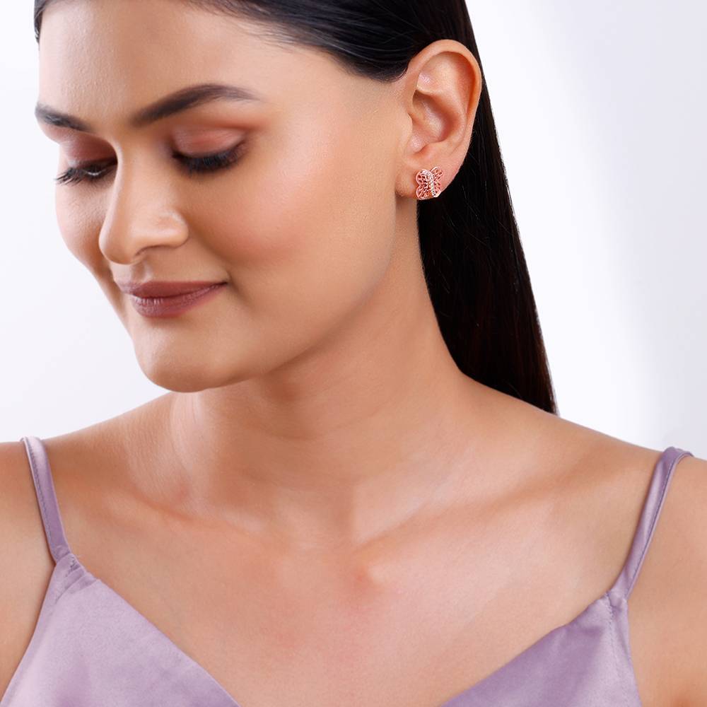 Rose Gold Buttercup Filigree Earrings : ER02875