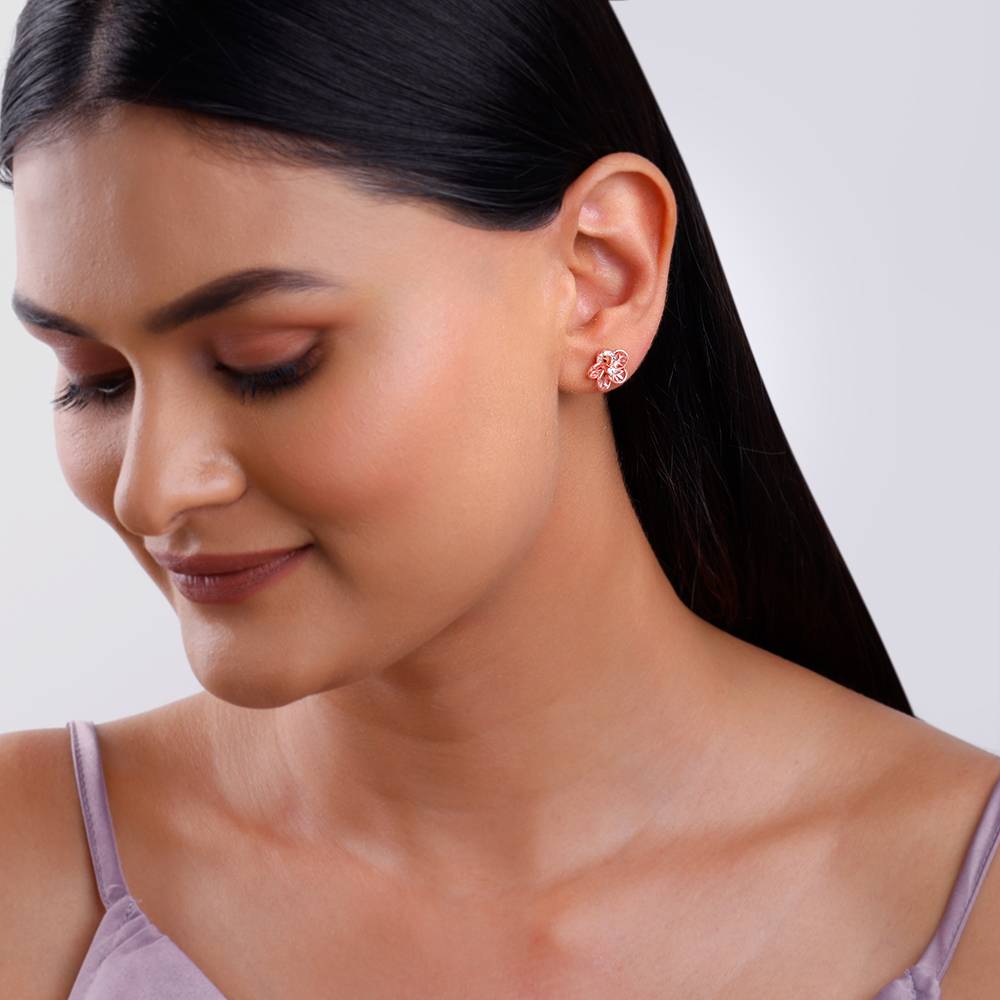 Rose Gold Periwinkle Filigree Earrings : ER02876